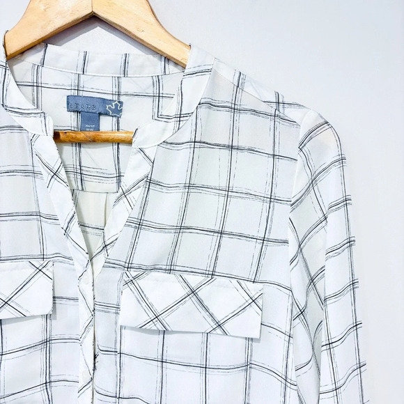 SEARS White & black plaid sheer blouse | Lightweight * - Picture 5 of 8